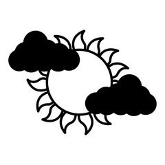 Canvas Print - cloud weather climate with sun vector illustration design