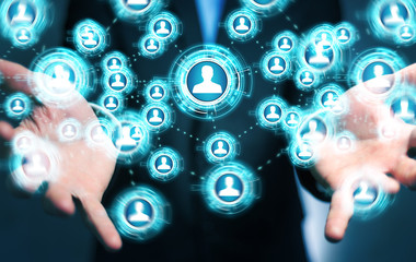 Canvas Print - businessman using social network interface 3d rendering