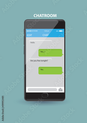 Mobile Phone Chatroom Application Vector Illustration Buy