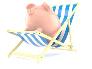 Poster - Piggy bank with deck chair