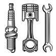 Car or motorcycle repair parts vector objects
