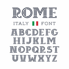 Wall Mural - Italy font. Vector alphabet with latin letters