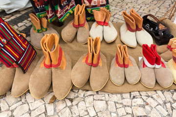 Wall Mural -  Traditional shoes from Madeira in a street stall in Funchal. Madeira. Portugal