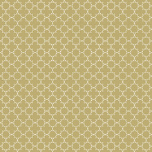 Fancy Gold And White Ornate Background Texture In Vector Format. Geometric Quatrefoil Trellis Pattern Wallpaper.