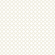 Fancy Gold And White Ornate Background Texture In Vector Format. Geometric Quatrefoil Trellis Pattern Wallpaper.