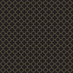 Wall Mural - Fancy gold ornate background texture in vector format. Geometric quatrefoil trellis pattern wallpaper.