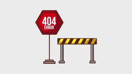 Wall Mural - 404 error page site warning barrier alert animation hd