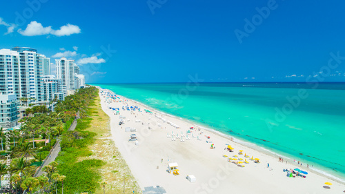 Plakat Widok z lotu ptaka South Beach, Miami Beach na Florydzie. USA