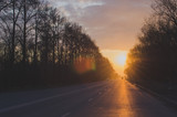 Fototapeta Zachód słońca - road to light