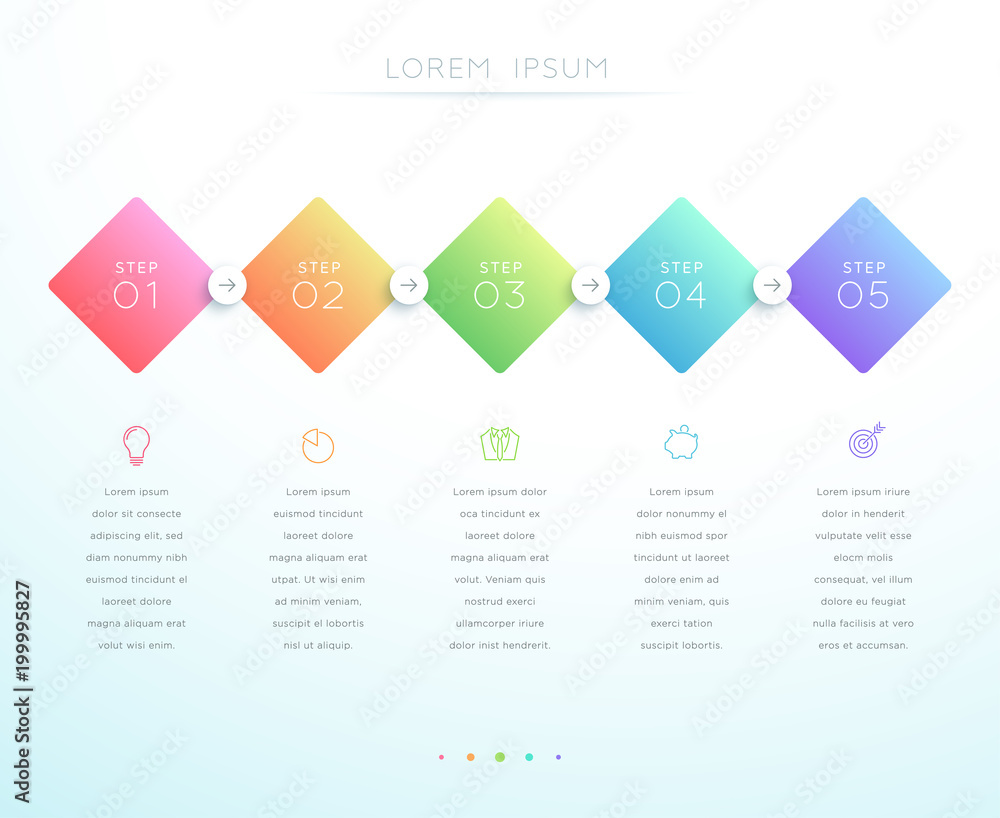 Vector 3d Gradient 5 Step Infographic Template Stock Vector | Adobe Stock