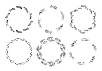 Wall Mural - Hand drawn vector wreath set. Decorative round frames for cards, invitations and posters