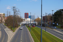 The City Of Lodz In Central Poland, A View Of The Distant City Center.