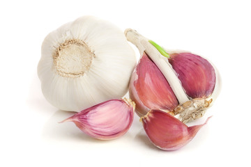 garlic isolated on white background close up