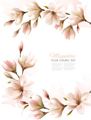 Poster - Abstract spring background with white magnolia branches. Vector.