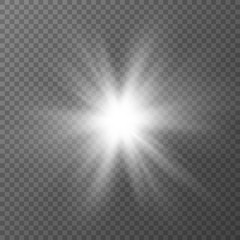 Wall Mural - white glowing light burst explosion with transparent background. vector illustration