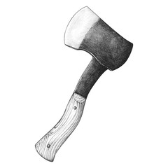 Wall Mural - Hand drawn axe isolated on background