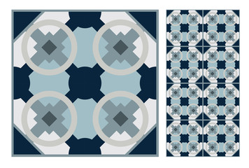 Wall Mural - vintage tiles patterns antique seamless design in Vector illustration
