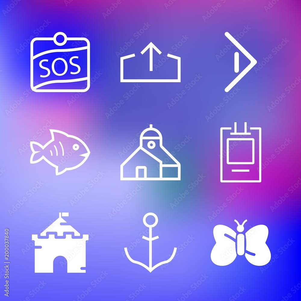 9 premium icon set on gradient background. Modern simple isolated sign ...