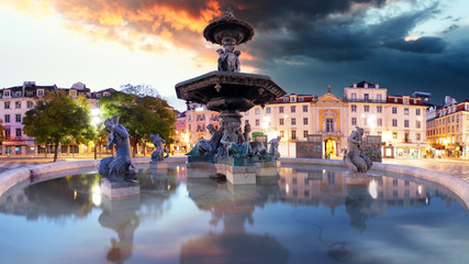 Canvas Print - Lisboa - Rossio square, Portugal