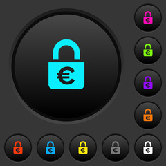 Poster - Locked euros dark push buttons with color icons