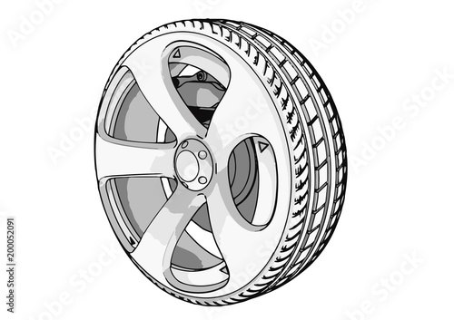sketch of car wheels vector - Buy this stock vector and explore similar