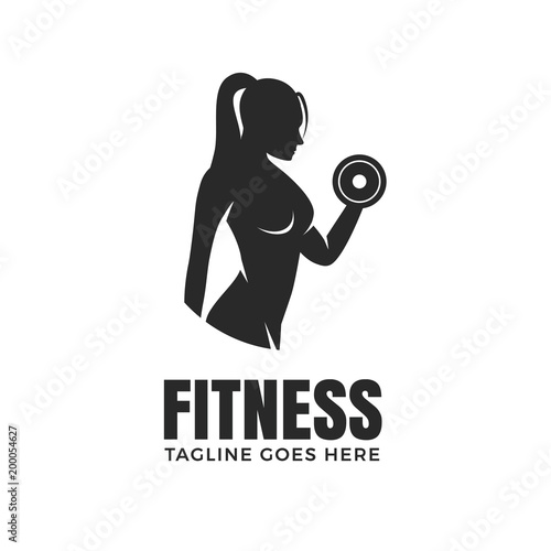 Fitness woman logo design isolated on white background Stock Vector