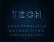 © Pedro - Tech vector font typeface unique design. For technology, circuits, engineering, digital , gaming, sci-fi and science subjects.