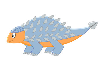 Cute cartoon ankylosaurus. Vector illustration of dinosaur isola