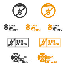 Poster - Gluten free icon set. Written in Spanish. Vector illustration.