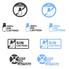 Wall Mural - Lactose free icon set. Written in Spanish.