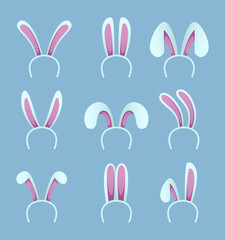 Sticker - Set of rabbit ears. Easter masks in cartoon style