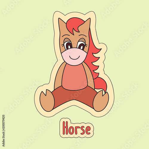 Poster Horse, cartoon mare, cute pony, symbol of the Chinese horoscope 2026 year