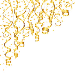 Poster - Corner Streamers & Confetti Gold Background