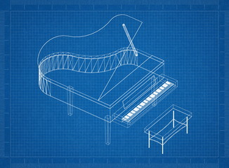 Piano 3D blueprint