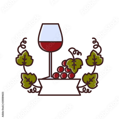 Fotografía Wine tasting is a laconic emblem in a linear flat style