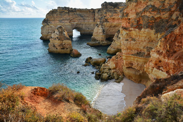 Poster - Algarve rocks, amazing destination in Portugal and  all seasons attraction for many tourists in entire world