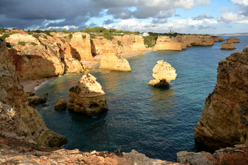 Canvas Print - Algarve rocks, amazing destination in Portugal and  all seasons attraction for many tourists in entire world