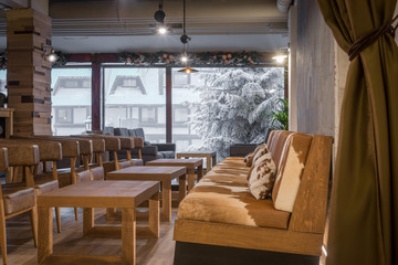 Wall Mural - winter resort bar restaurant interior