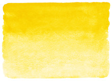 Yellow Watercolor Horizontal Gradient Fill With Rough, Uneven Edges. Watercolour Stains Background. Abstract Painted Template With Paper Texture.