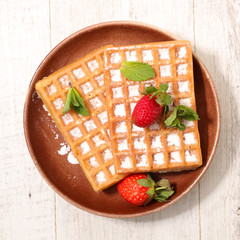 Wall Mural - waffles and strawberry