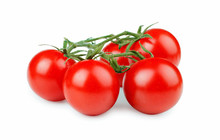 Bunch Of Cherry Tomatoes Isolated On White Background.