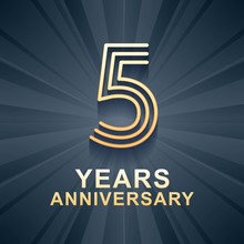 5 Years Anniversary Celebration Vector Icon, Logo