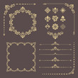© Fine Art Studio - Vintage golden set of vector horizontal, square and round elements. Different elements for design, frames, cards, menus, backgrounds and monograms. Classic patterns. Set of vintage patterns