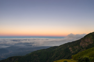 Wall Mural - scenic of morning on hill for look fog and sunrise sky