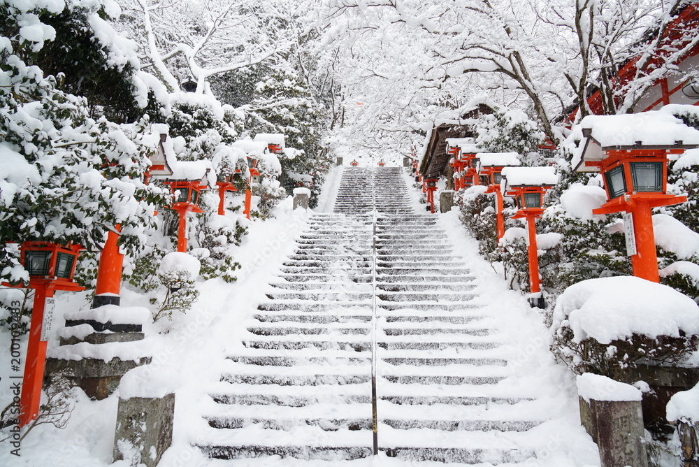 Garden Poster 京都鞍馬寺の雪景色 Nikkel Art Garden Poster 京都鞍馬寺の雪景色 Nikkel Art