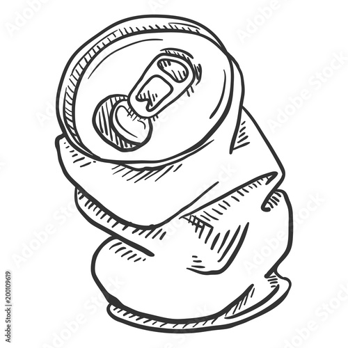 Vector Single Sketch Crumpled Beer Can Stock Vector Adobe Stock