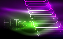 Glowing Ellipses Dark Background, Waves And Swirl, Neon Light Effect, Shiny Vector Magic Effects