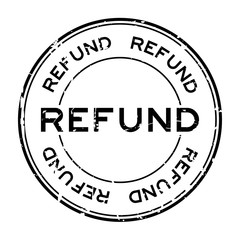 Sticker - Grunge black refund word round rubber seal stamp on white background