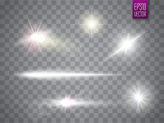 Wall Mural - Lights sparkles isolated. Glowing lens flares and sparks. Vector illustration
