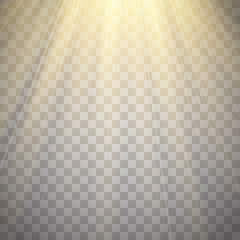 Aufkleber - Rays of light isolated on transparent background. Golden spotlight. Sun flash. Vector illustration